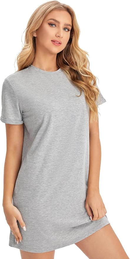 Milumia Women Casual Short T Shirt Dress Short Sleeve Straight Mini Tee Shirt Dress | Amazon (US)