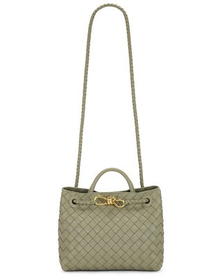 Bottega Veneta Small Andiamo Bag in Travertine & Brass | FWRD | FWRD 