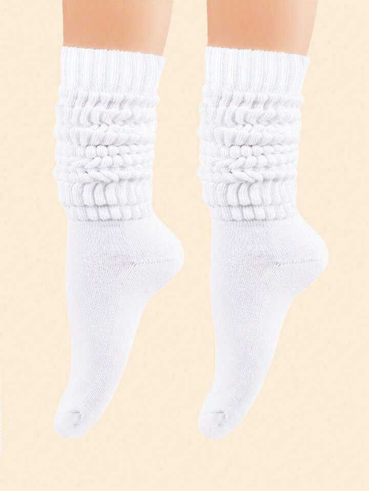 1pair Women's White Fashionable Pile Socks Suitable For Daily Wear | SHEIN