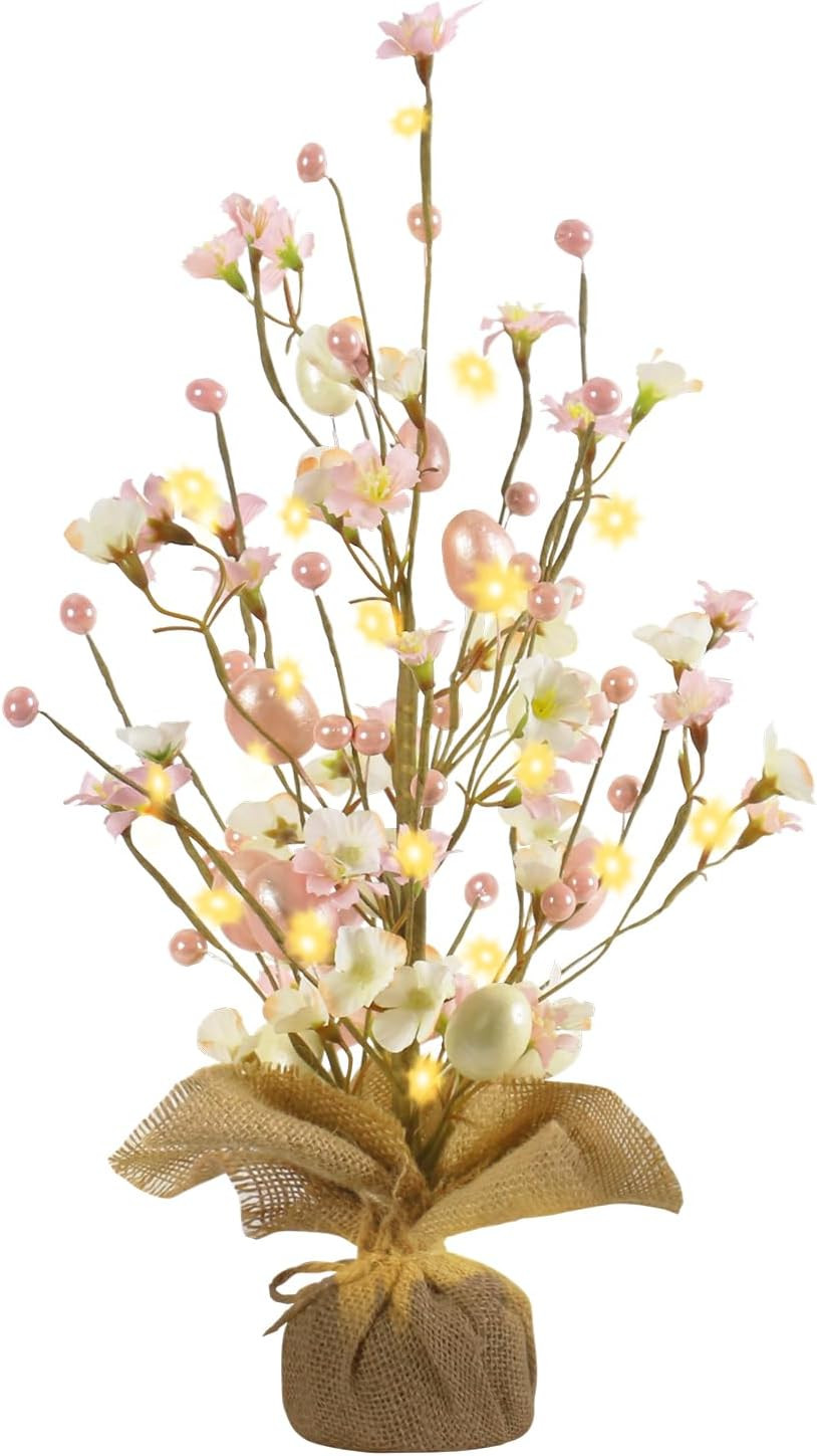 RoseCraft Easter Decorations, Artificial 18 Inch Easter Egg Tree Tabletop Decor with Delicate Orn... | Amazon (US)
