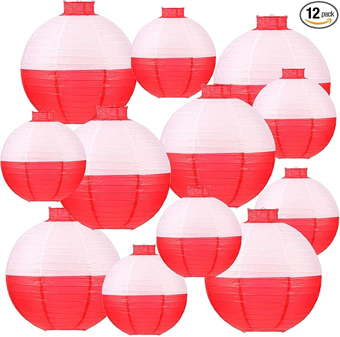 Set of 12 Fishing Bobber Round Paper Hanging Lanterns Fishing Birthday Decorations Hanging Paper ... | Amazon (US)