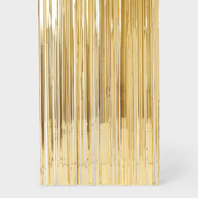 Tinsel Foil Fringe Party Backdrop Decoration Gold - Spritz™ | Target