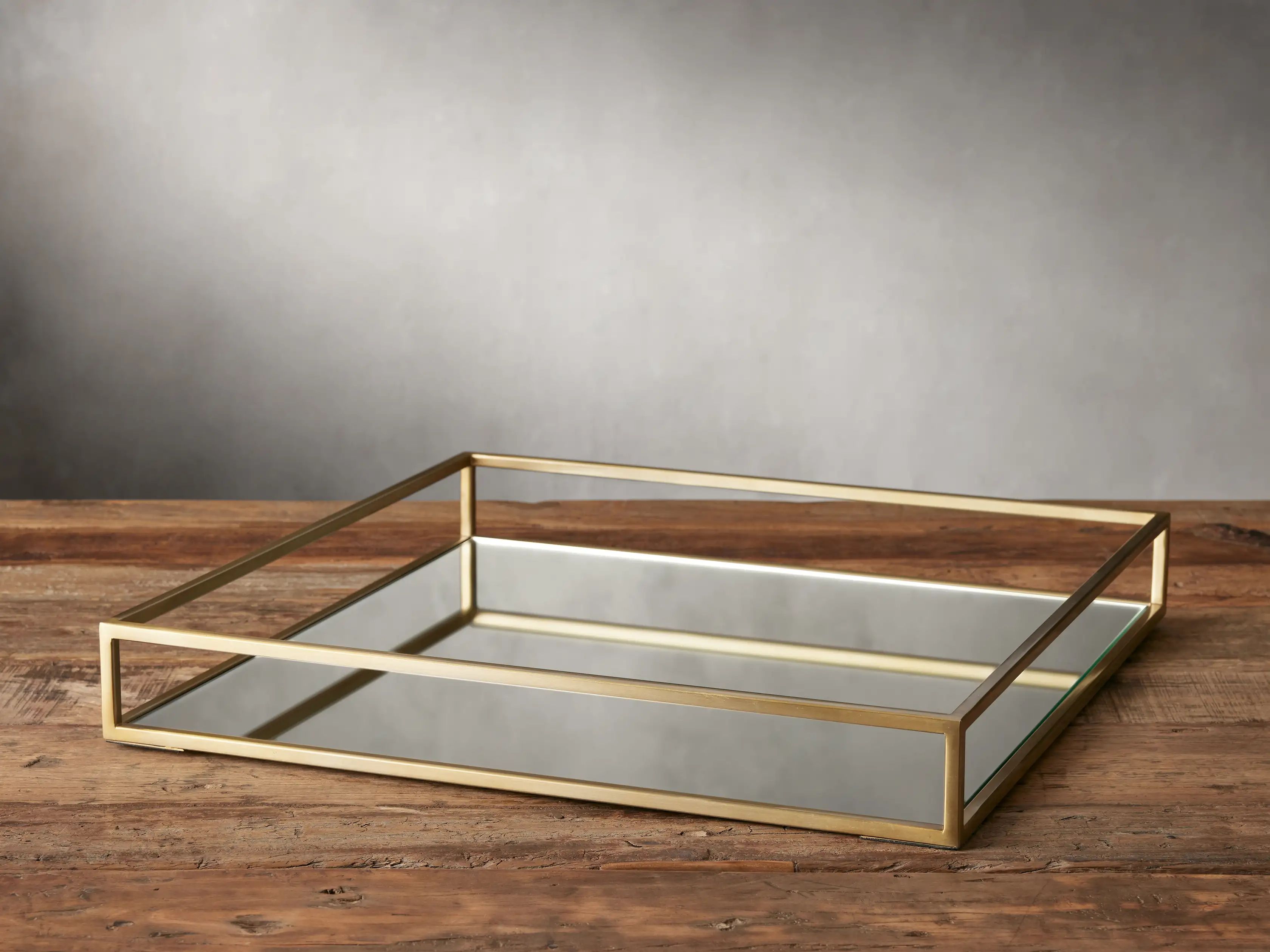Square Mirror Tray in Brass | Arhaus
