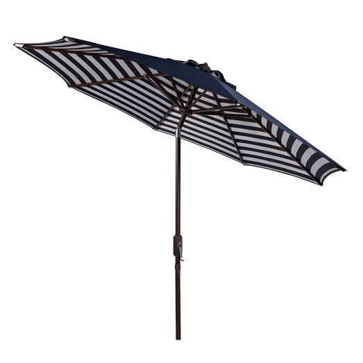 Striped Outdoor Umbrella - Navy/White | West Elm (US)