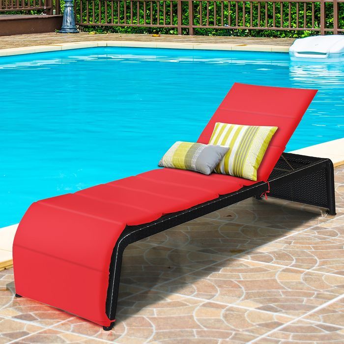 Costway Patio Rattan Lounge Chair Chaise Recliner Back Adjustable Cushioned | Target