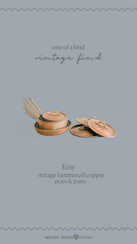 One of a kind vintage find: vintage hammered copper pots & pans from Etsy. 

Vintage, antique, thrifted, home decor, kitchen, kitchenware

#LTKunder100 #LTKhome #LTKFind