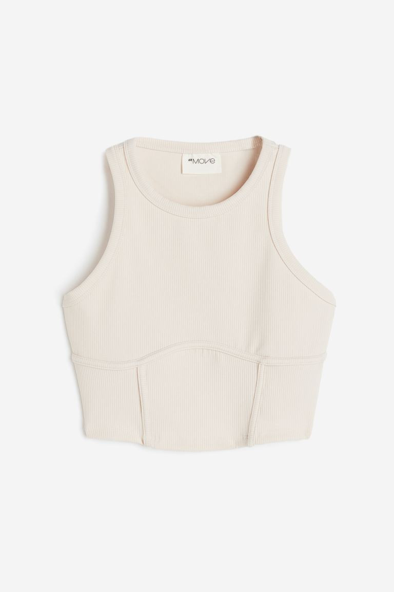 DryMove™ Cropped sports vest top - Cream - Ladies | H&M GB | H&M (UK, MY, IN, SG, PH, TW, HK)