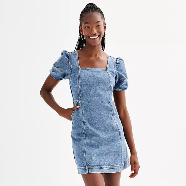 Juniors' SO® Denim Button-Front Mini Dress | Kohl's
