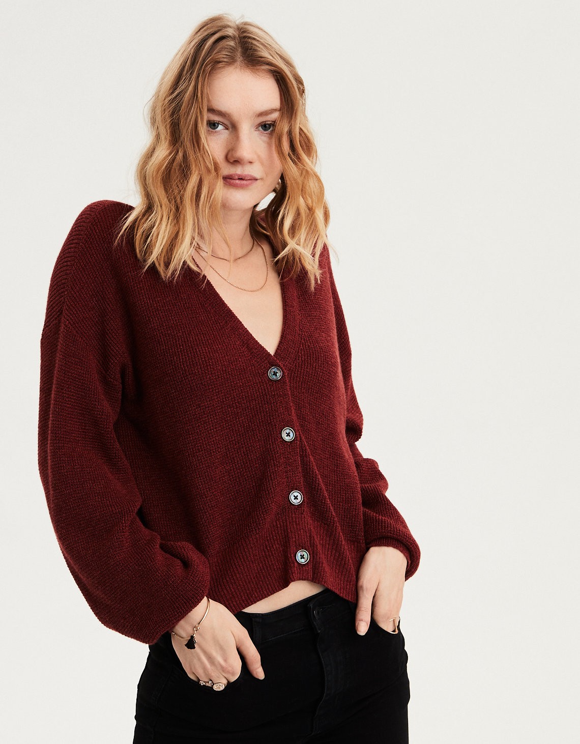 AE Cropped Waffle Cardigan | American Eagle Outfitters (US & CA)