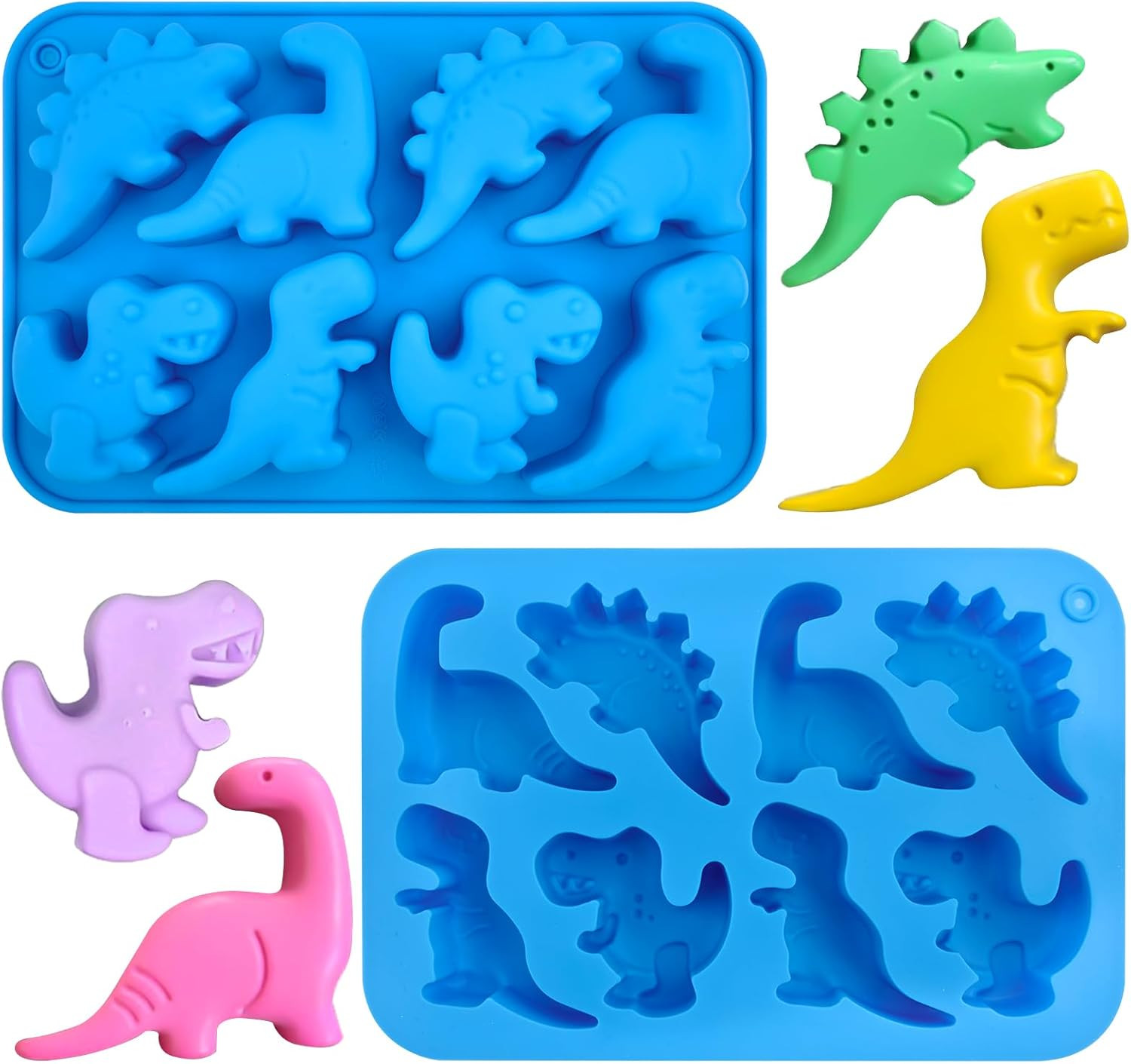 JOERSH 2Pcs Dinosaur Silicone Candy Molds Gummy Dinosaur Molds 8-Cavity Shaped with T-rex, Stegos... | Amazon (US)