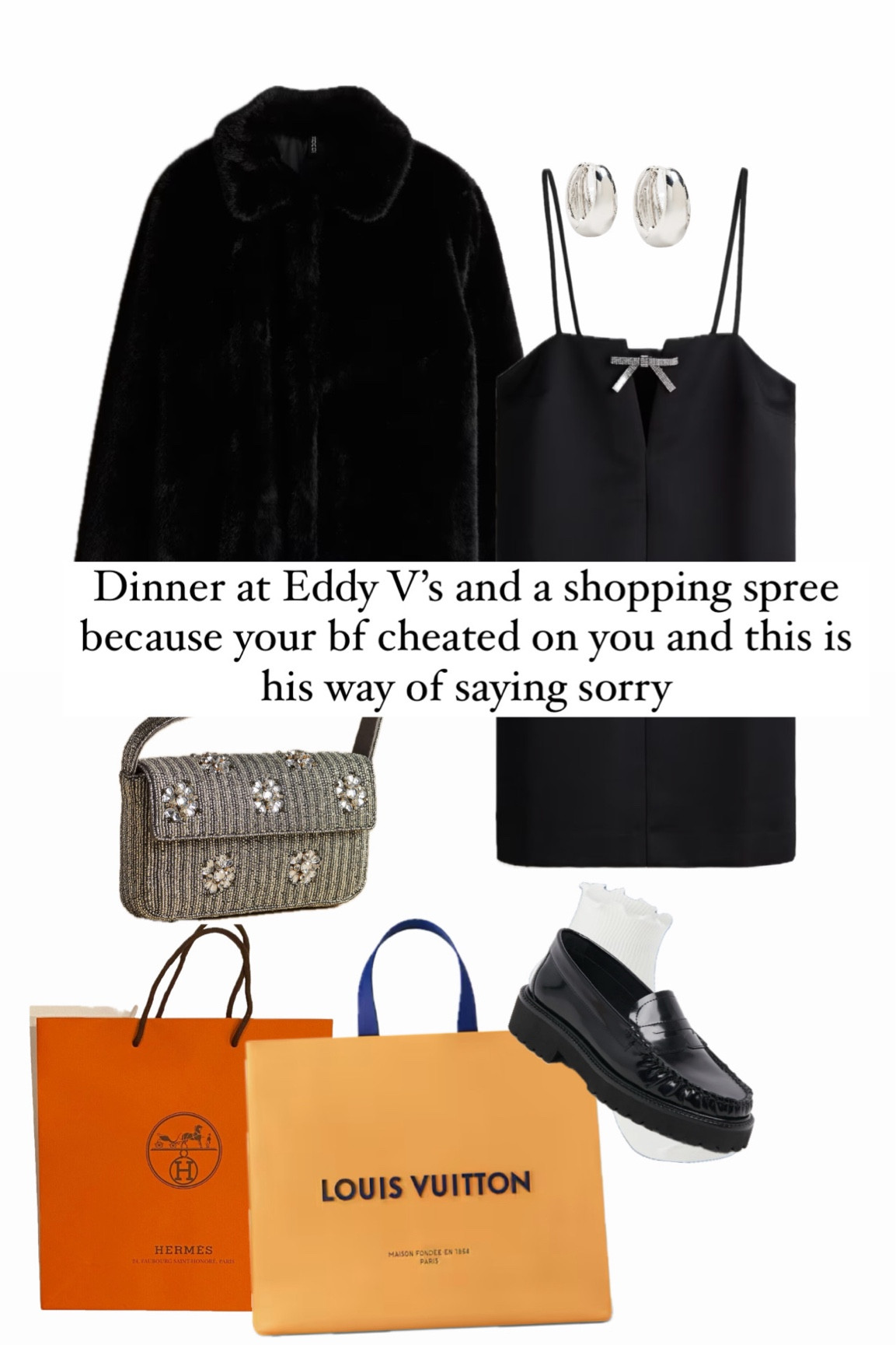 Cons: your bf cheated pros: you get a steak dinner and shopping spree 🛍️ 

Holiday outfits, Christmas outfit, date night outfit, girlie outfit 