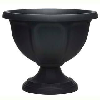 Southern Patio Viceroy Large 18 in. x 14.7 in. 23 qt. Black High-Density Resin Urn Outdoor Plante... | The Home Depot
