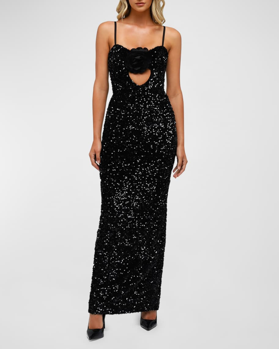HELSI Lyla Cutout Embellished Sequin Column Gown | Neiman Marcus