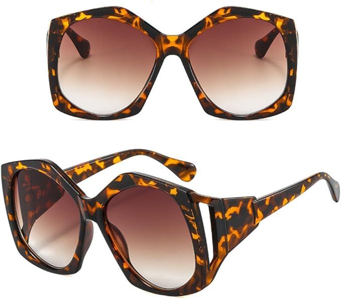 HPIRME Irregular Oversized Sunglasses For Women Sun Glasses Female Black Big Shades Eyewear UV400 | Amazon (US)