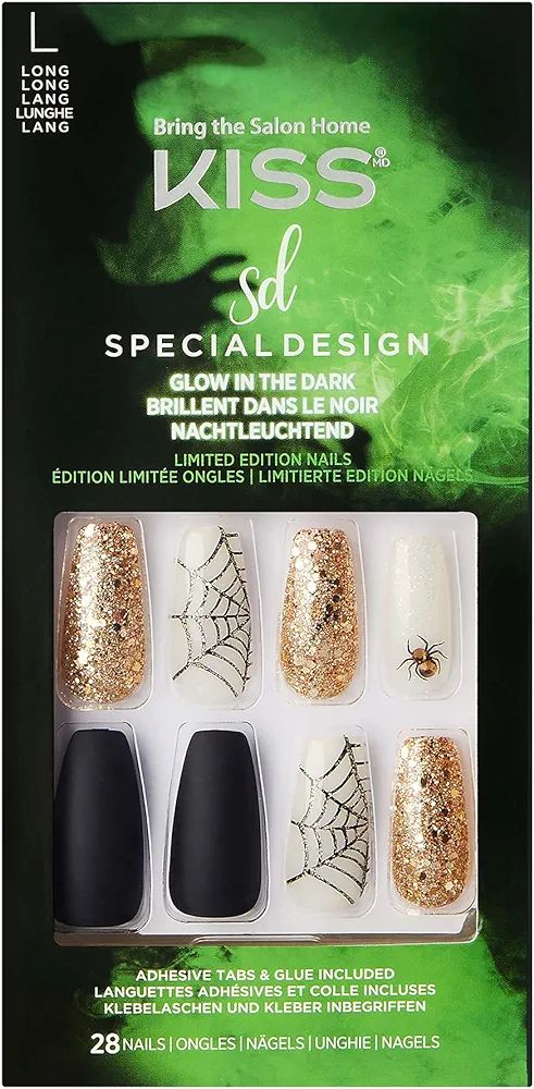 Kiss Halloween Special Design Nails - Ghost Town, Long Length, Coffin Shape, 28 Fake Nails | Amazon (US)