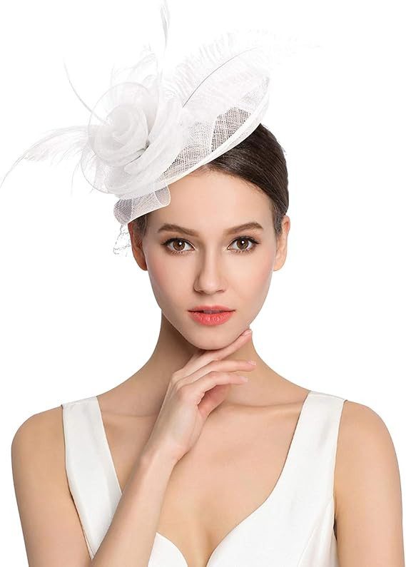 Z&X Women's Fascinator Wedding Derby Hat Feather Flower Sinamay Pillbox Hat Cocktail Tea Party He... | Amazon (US)