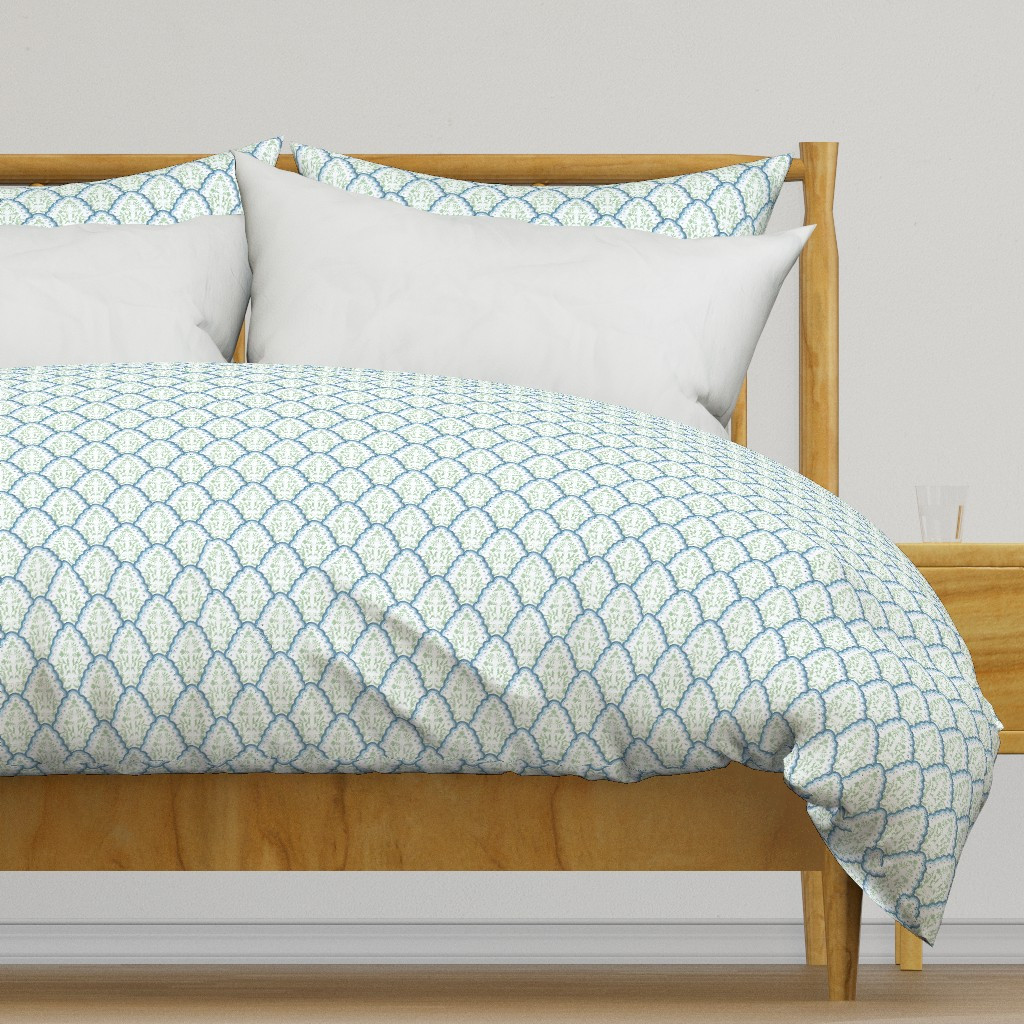 Small Blue and Green Scallop Paisley Duvet Cover | Spoonflower | Spoonflower