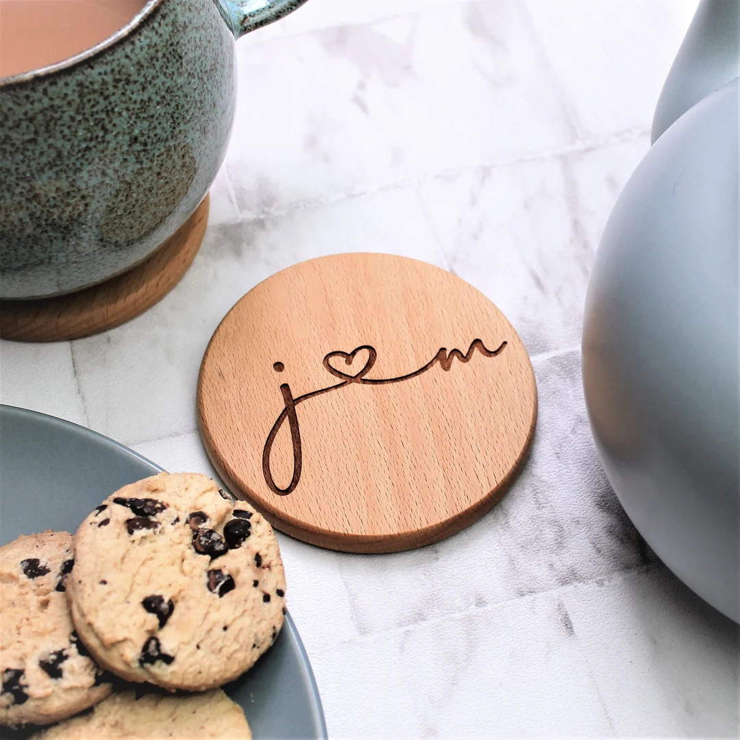 Personalised Couple Coaster with Initials - Engraved 5th Anniversary Gift | Etsy (US)