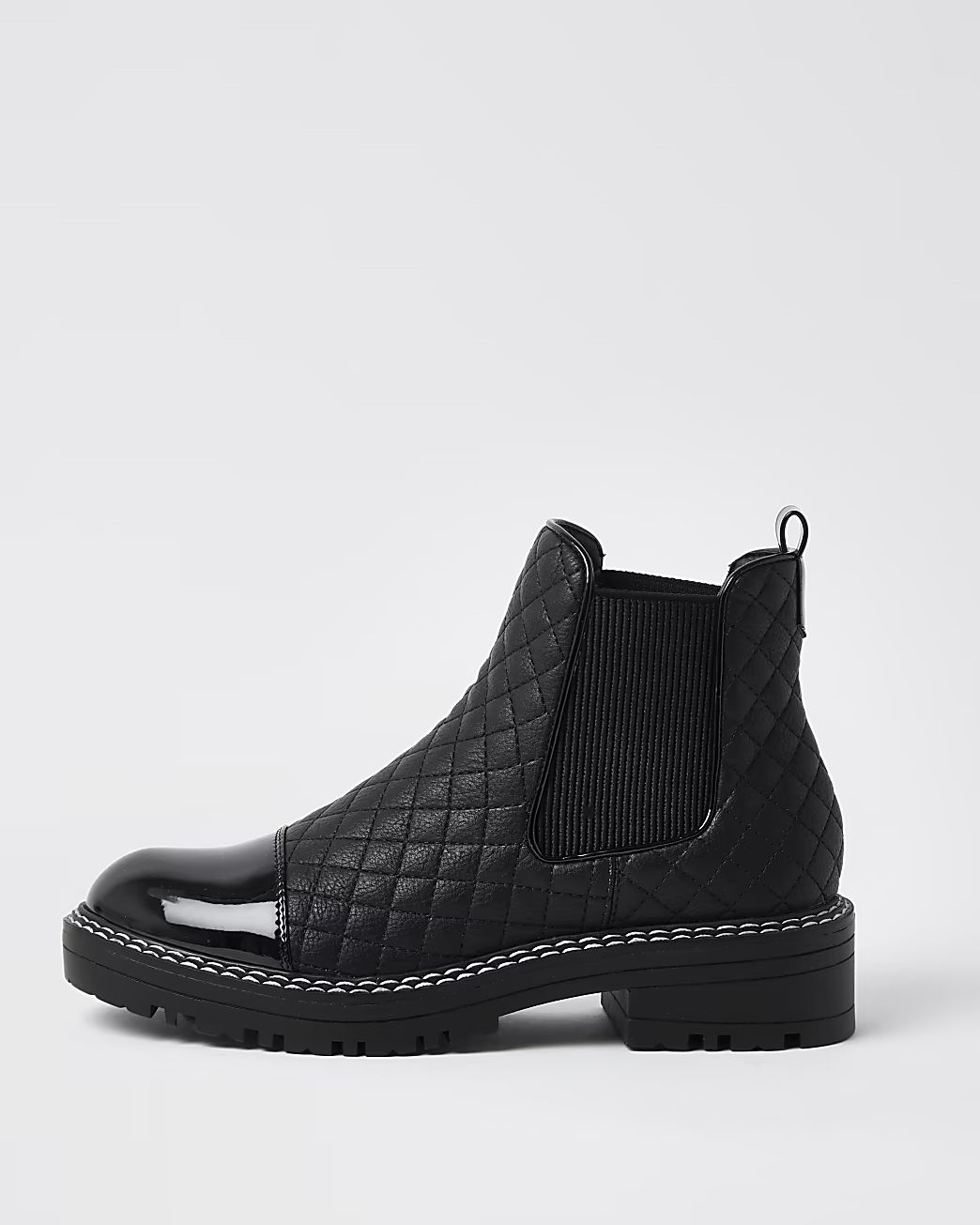 Black faux leather quilted chelsea boots | River Island (UK & IE)