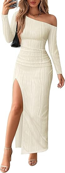 Amazon.com: Lazysmile Womens Long Sleeve Maxi Dresses Off Shoulder Bodycon Cocktail Formal Weddin... | Amazon (US)