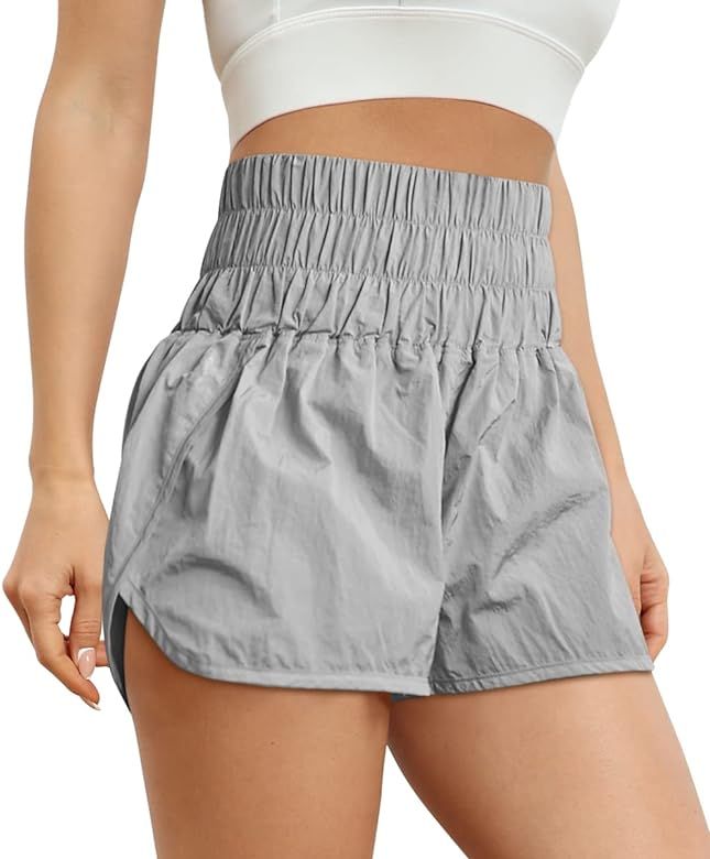 Trendy Queen Womens High Waisted Athletic Shorts Elastic Casual Summer Running Shorts Quick Dry G... | Amazon (US)