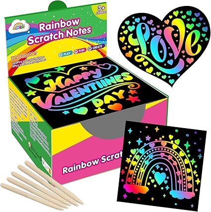 ZMLM 165 Rainbow Scratch Paper Art Notes: Kids Valentines Day Crafts Gifts Age 4 5 6 7 8 9 10 Yea... | Amazon (US)