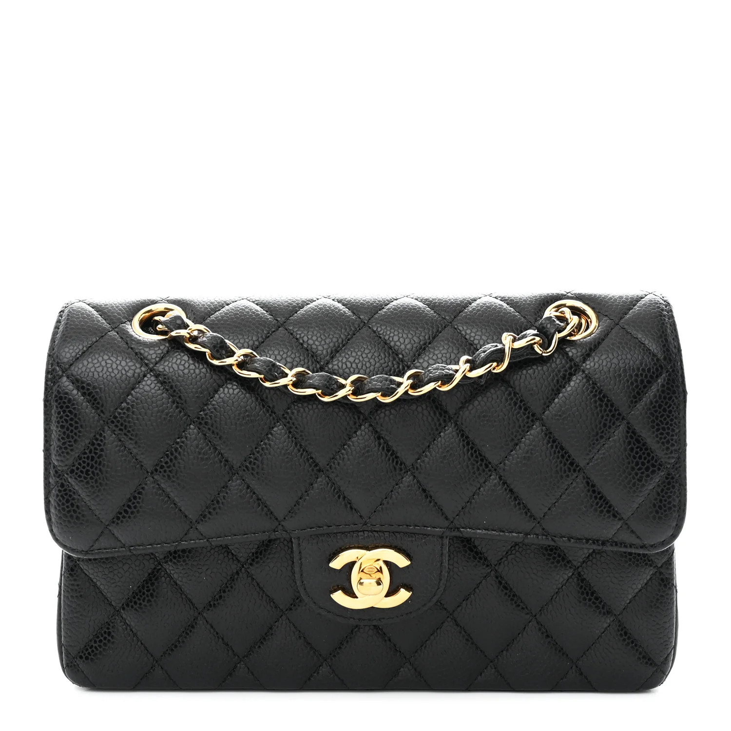 Caviar Quilted Small Double Flap Black | FASHIONPHILE (US)