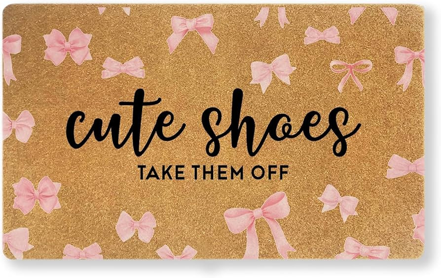 Cute Shoes Take Them Off Welcome Mat – Pink Bow Door Mat, 30×17″ Faux Coir Non-Slip Doormat,... | Amazon (US)