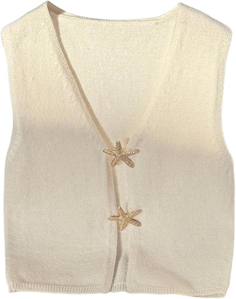 SHENHE Women's Y2k Hollow Out Starfish V Neck Sleeveless Sweater Vest Pullover Knit Top | Amazon (US)