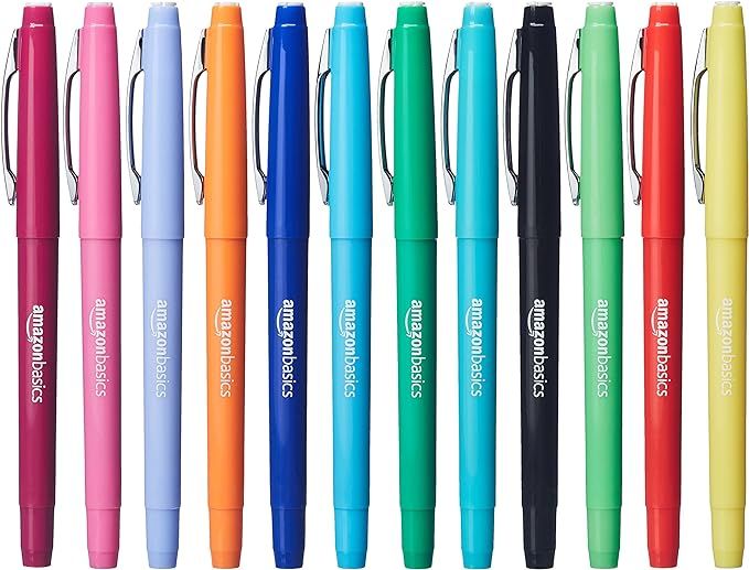 Amazon Basics Felt Tip Marker Pens - Assorted Color, 12-Pack | Amazon (US)