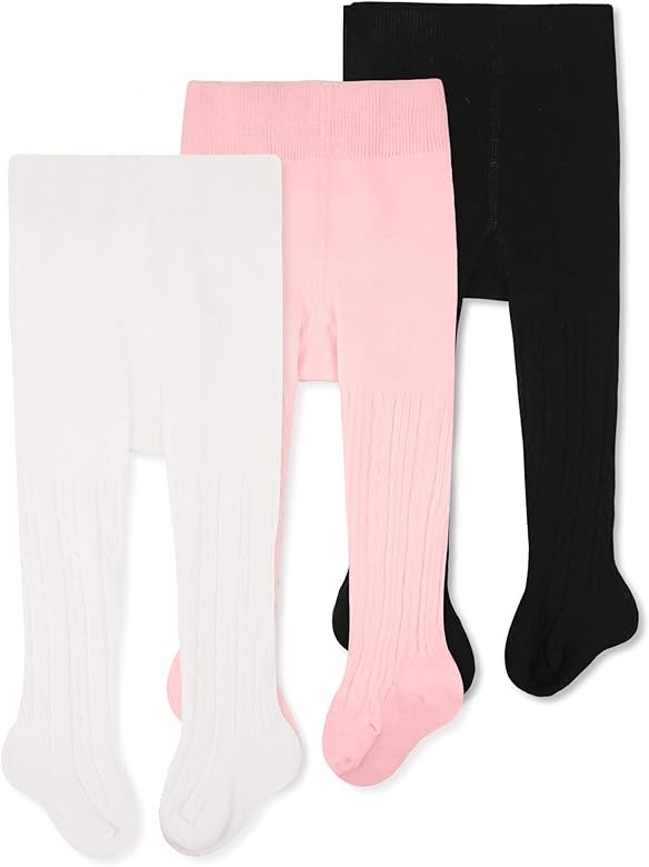 CozyWay Baby Girls Tights Cable Knit Leggings Stockings Cotton 1/3/4/5 Pack Pantyhose Infants Tod... | Amazon (US)