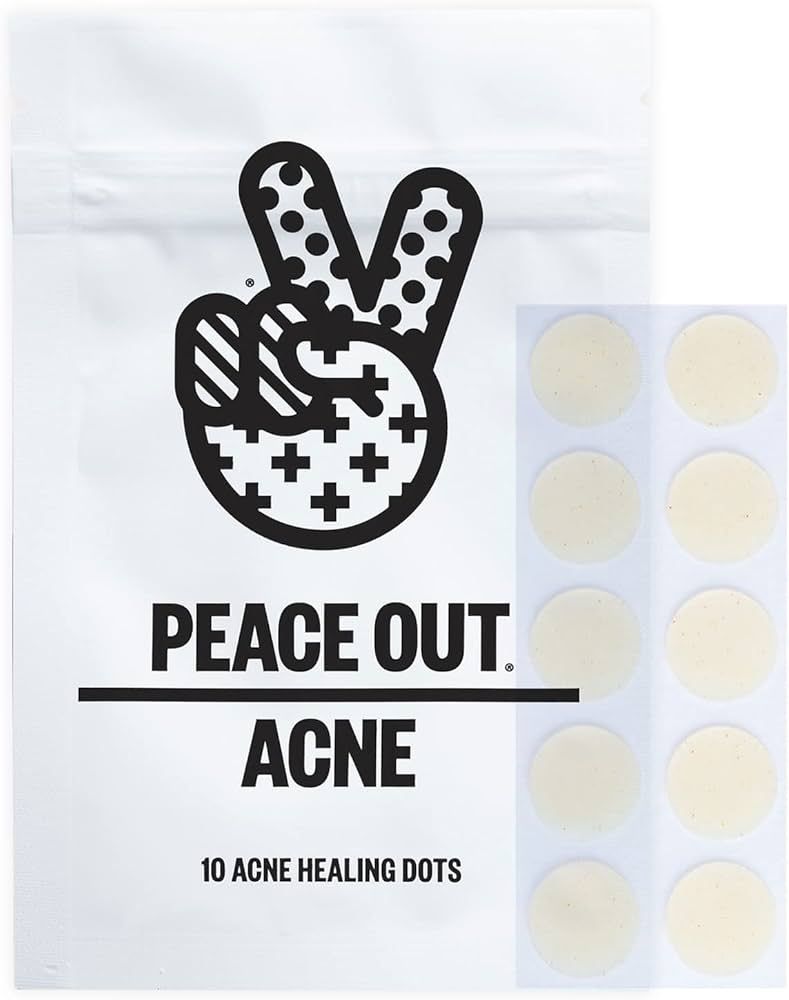 Peace Out Skincare Acne Healing Dots. 6-hours Fast Acting Anti-Acne Hydrocolloid Pimple Patches w... | Amazon (US)