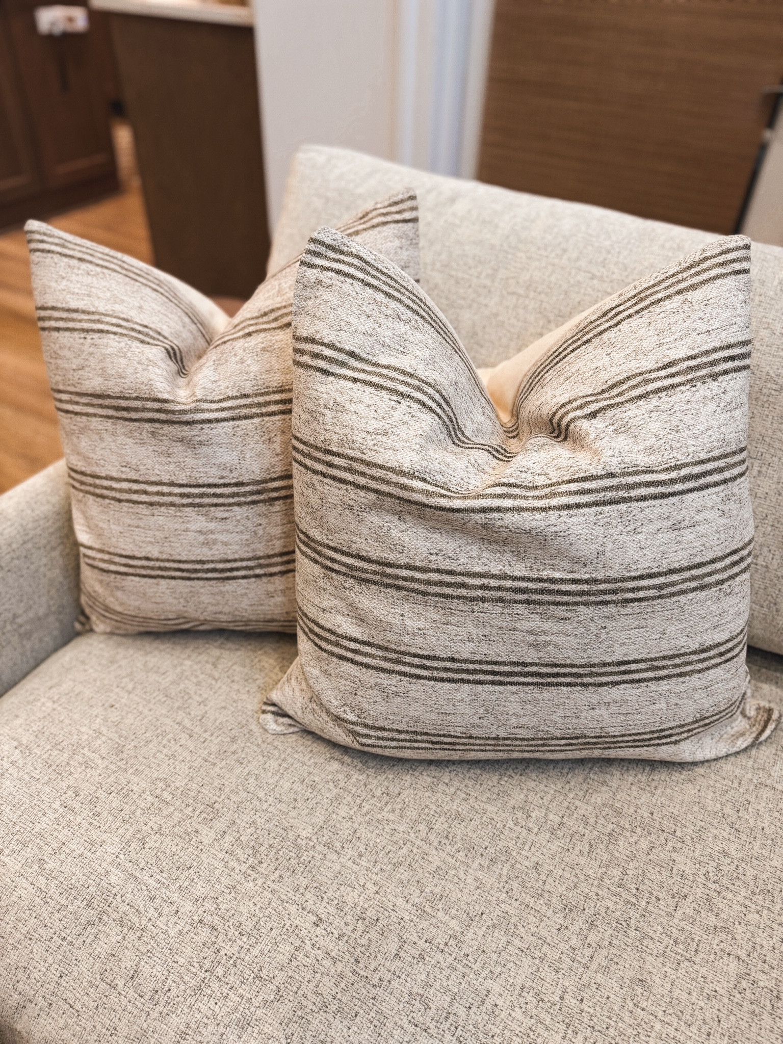 In my pillow cover era🎄👏🏼 swapped out a few on the couch for these striped sage covers! SO GORGEOUS & the quality is 👌🏼 they also come in a natural / wine combo! Super pretty for the holidays 😍

This is the 22x22 size! Another @wayfair find🤎 currently 33% off as well!

#wayfair #wayfairpartner / cozy / pillows / lolol / holidays / seasonal decor / Holley Gabrielle 

#LTKHome #LTKFindsUnder50 #LTKHoliday