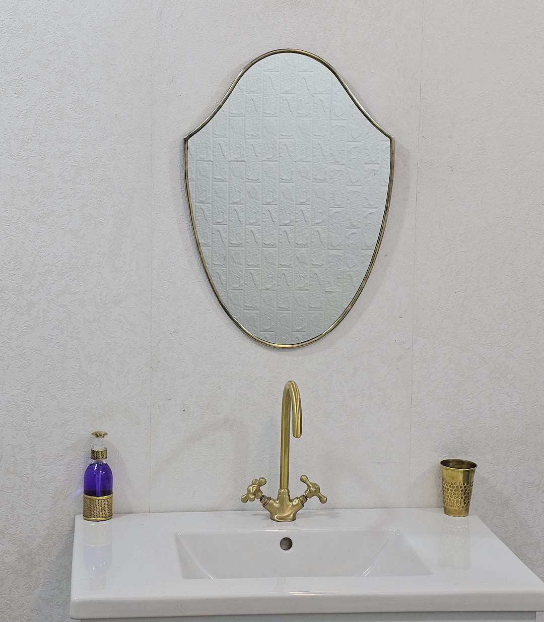 Antiqued Brass Mirror Italian Shield Mirror Brass Wall Mirror Vanity Mirror Aesthetic Wall Mirror... | Etsy (US)