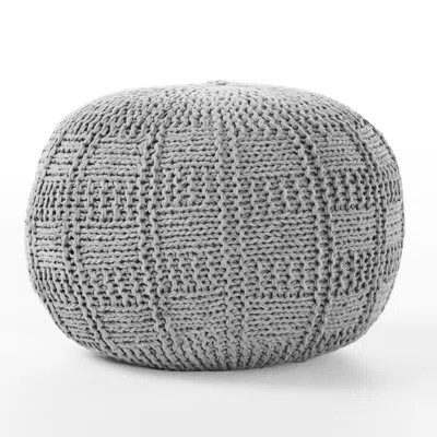 20 X 14.08 Knitted Grey Cotton Pouf, Modern Home Accessory Pouf In Grey, 20X20x14, Soft And Beautiful | Wayfair North America