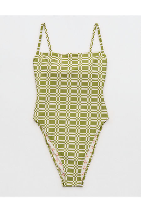 High Cut Scoop One Piece Swimsuit Women's Palm XXS | Aerie