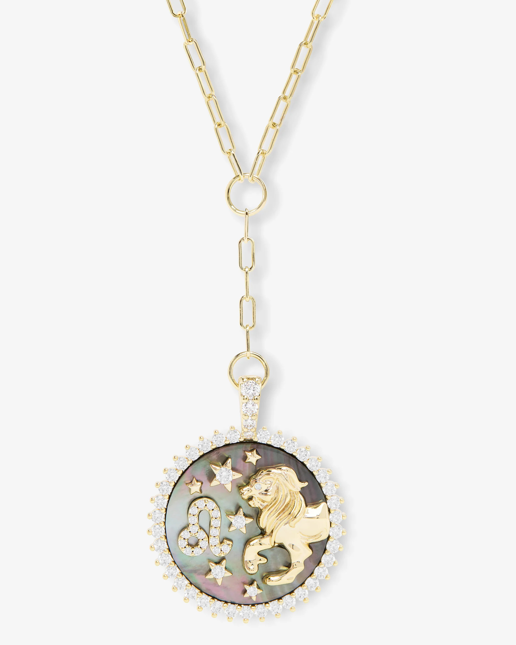 Zodiac Medallion Necklace - Gold|White Diamondettes | Melinda Maria Jewelry