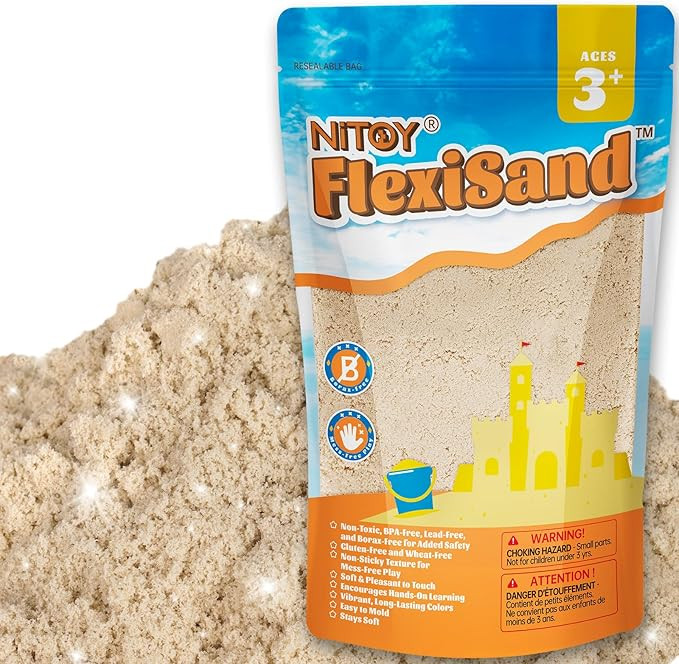 NiToy FlexiSand 2.2Lbs Play Sand, Never Dries Out-Fun for 3 Years and up Kids Bulk Refill for Sen... | Amazon (US)