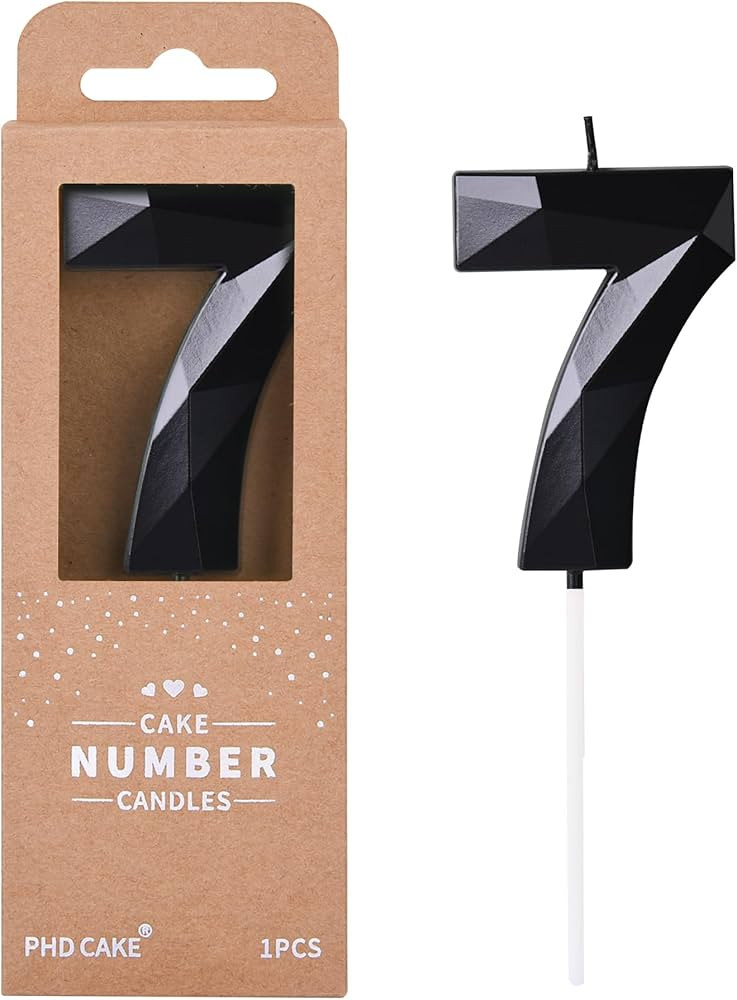 PHD CAKE 2.76 Inch Crystal Black 7 Number Birthday Candles, Red Number Candles, Cake Number Candl... | Amazon (US)