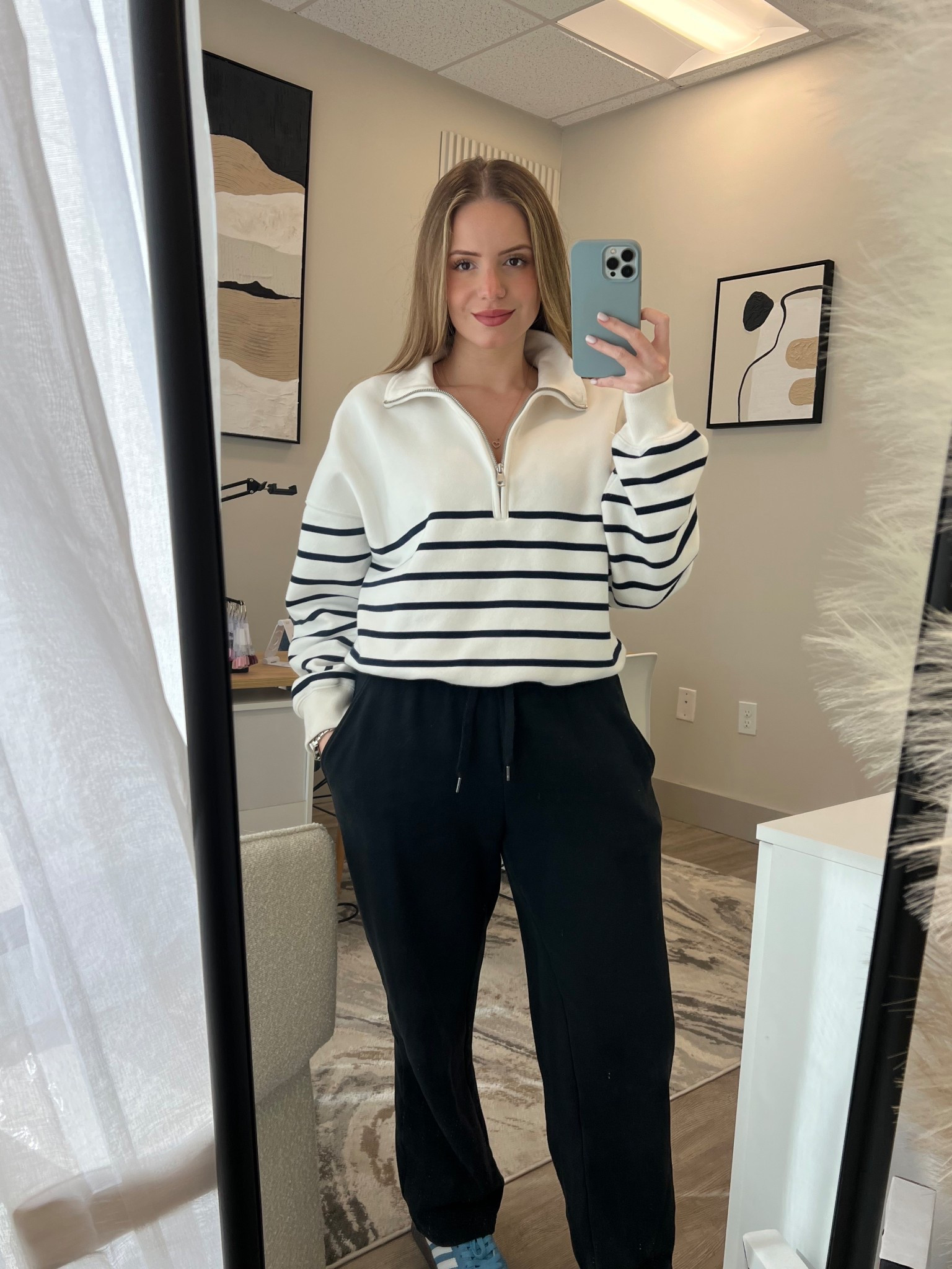 Working while wearing a cozy outfit  

#LTKActive #LTKSeasonal #LTKBeauty
