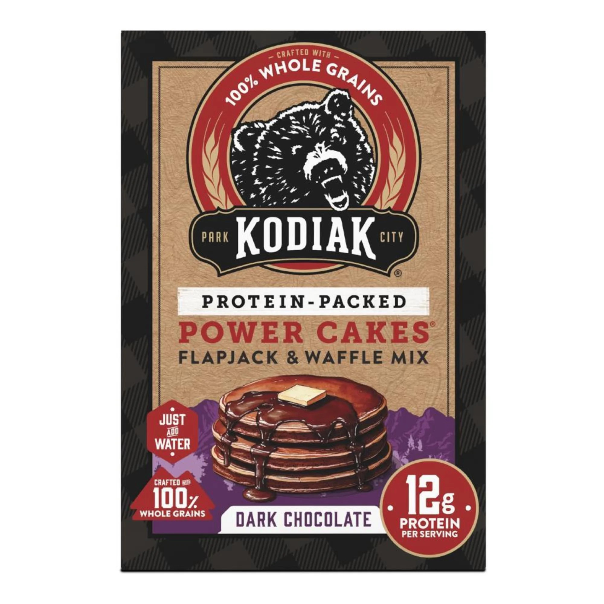 Kodiak Protein-Packed Power Cakes Dark Chocolate Pancake and Waffle Mix, 20 oz Box | Walmart (US)