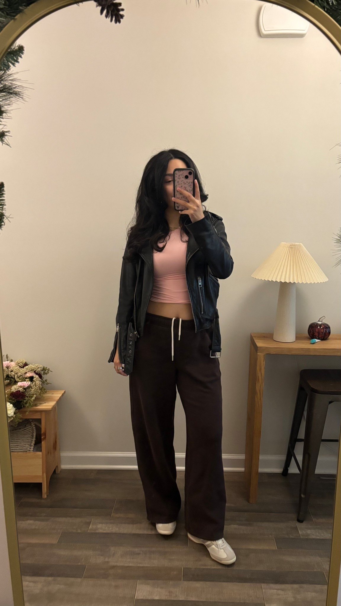 Offline aerie cloud fleece trouser sweatpants
Aerie smoothez tshirt 
Allsaints balfern biker jacket
Adidas sl72

#LTKFindsUnder100