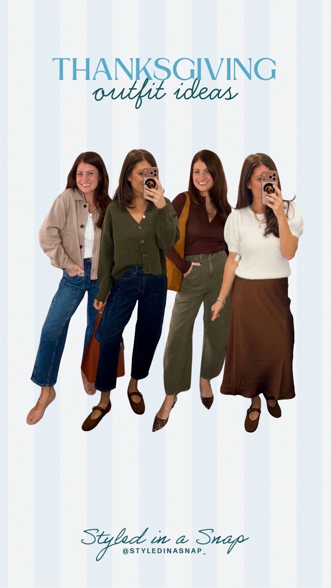 How is it already mid November? These are the cutest, most affordable Thanksgiving outfits out there and they are so good! I love everything about these, so cute! These are all such good quality pieces! 
Barrel jeans, henley top,  satin skirt, puff sleeve sweater, woven flats, suede jacket  

#LTKStyleTip #LTKHoliday #LTKOver40