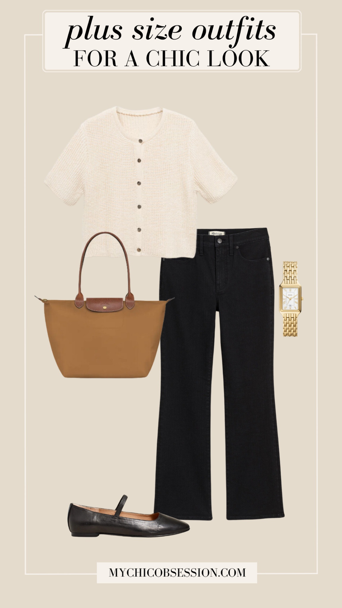 Pair a short-sleeved sweater top with black jeans, a Longchamp tote, and Mary Jane flats for a casual workwear winter outfit.

#LTKStyleTip #LTKPlusSize #LTKSeasonal