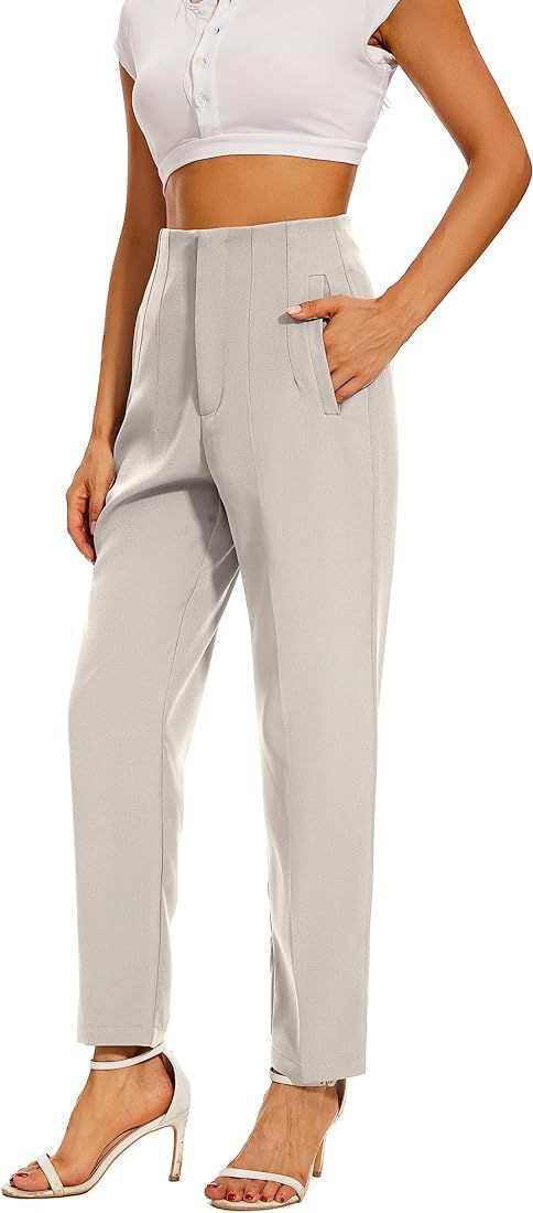 Kusogiay High Waist Dress Pant for Women Business Trousers Work Office Pants with Pockets | Amazon (US)