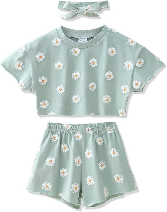 Toddler Girl Clothes Baby Girls Outfits 6M-4T Summer Floral Print Shirt+Shorts+Headband 3pcs Baby... | Amazon (US)