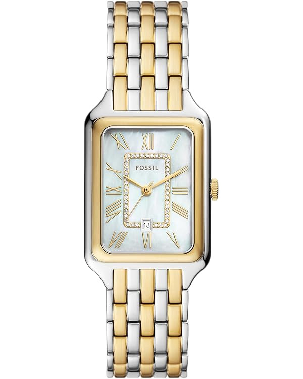 Fossil Raquel Women's Watch with Rectangular Case and Stainless Steel Bracelet or Leather Band | Amazon (US)