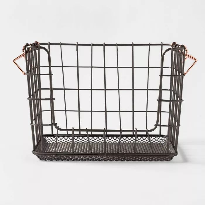 Wire Stackable Basket With Copper Handle Pewter - Threshold™ | Target