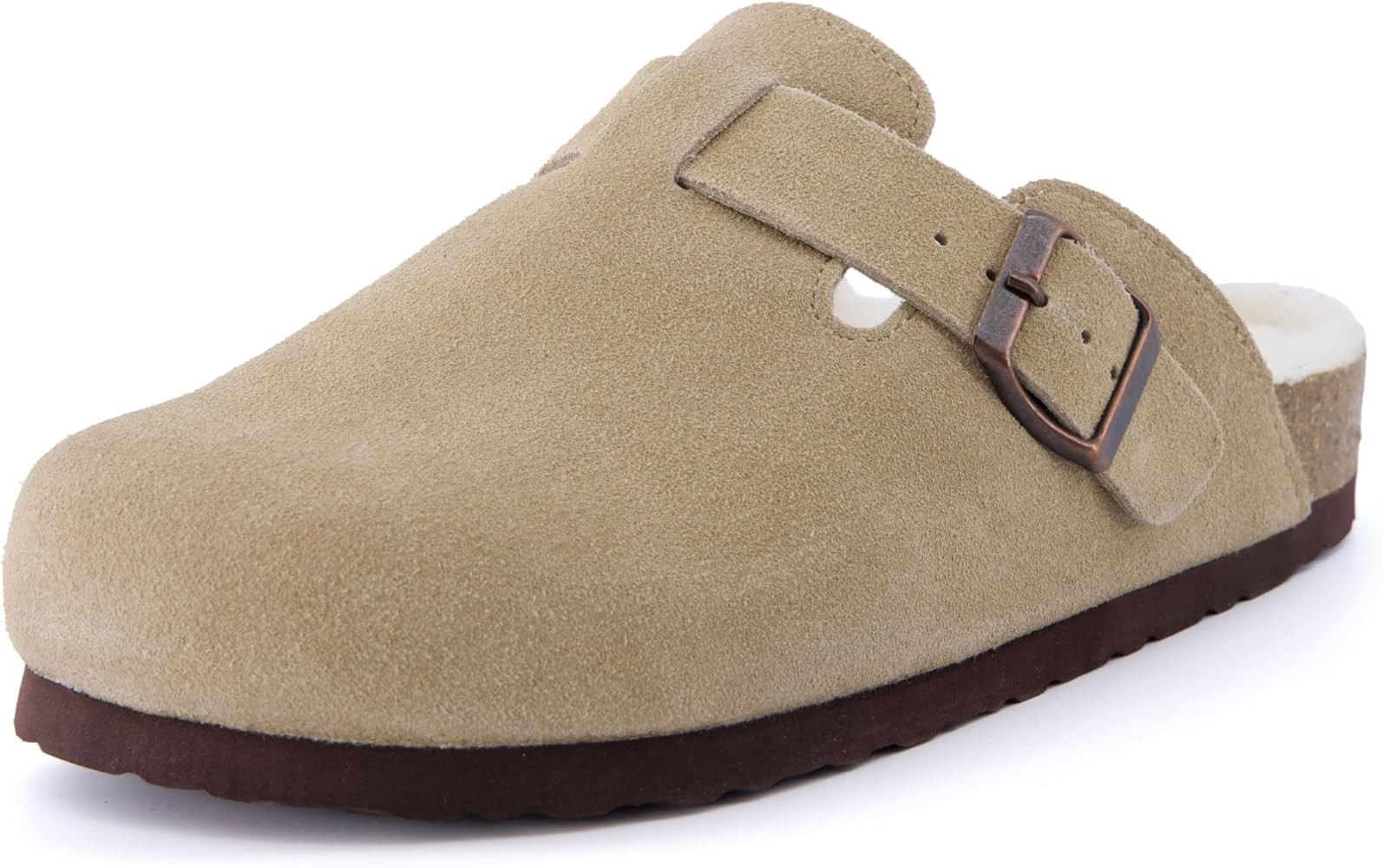 CUSHIONAIRE Women's Hana Cork Footbed Clog with Genuine Leather Upper, Faux Fur Lining, and +Comf... | Amazon (US)