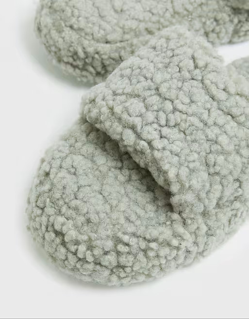 New Look borg slipper in gray | ASOS (Global)